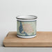 Front View Custom Lake Havasu City Arizona Map Enamel Mug in Woodblock on Cutting Board