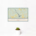 12x18 Lake Hawkins Texas Map Print Landscape Orientation in Woodblock Style With Small Cactus Plant in White Planter