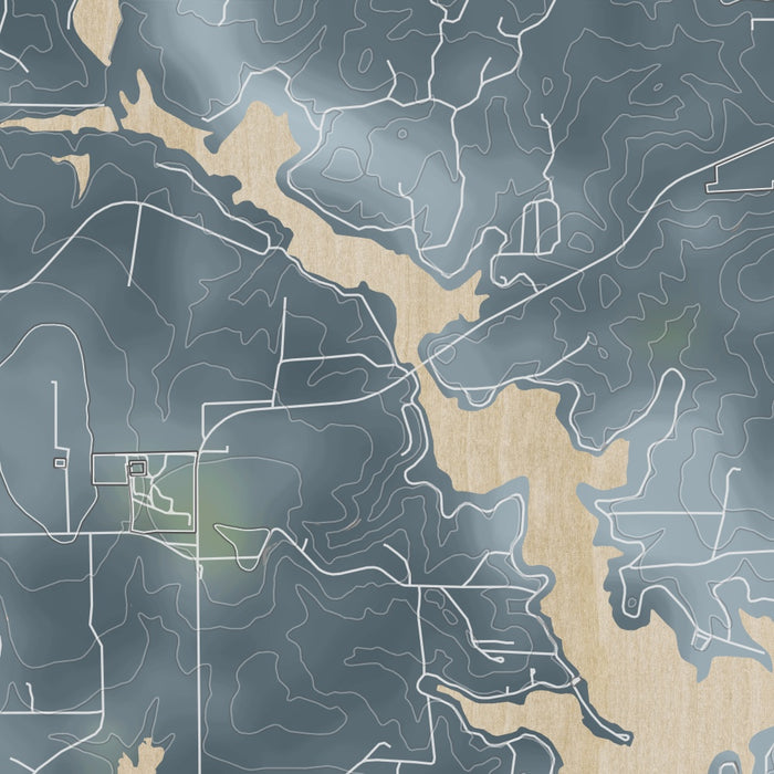 Lake Hawkins Texas Map Print in Afternoon Style Zoomed In Close Up Showing Details