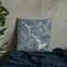 Custom Lake Hawkins Texas Map Throw Pillow in Afternoon on Bedding Against Wall