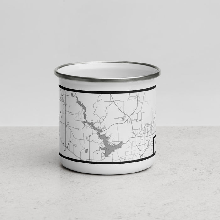Front View Custom Lake Hawkins Texas Map Enamel Mug in Classic