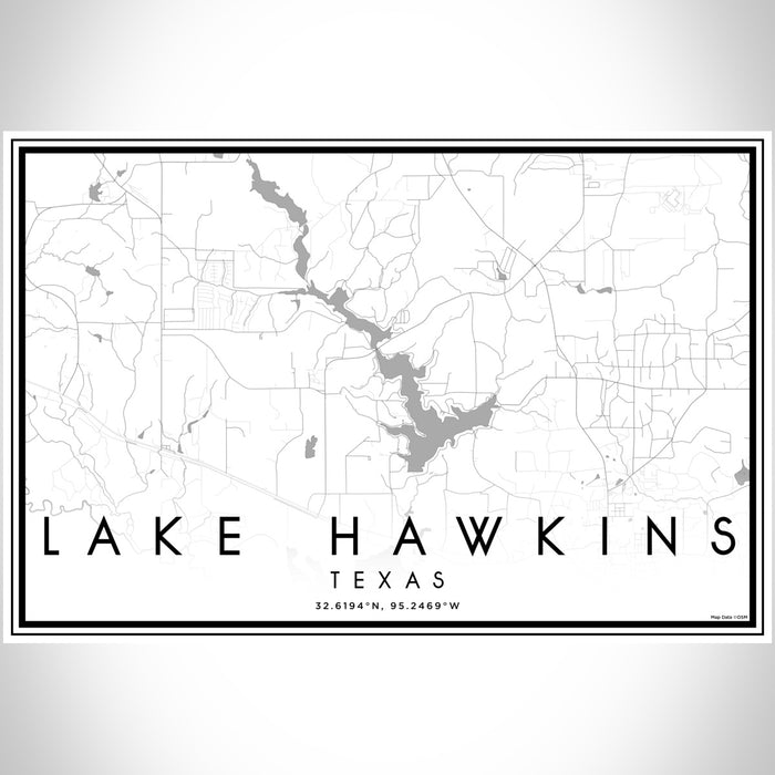 Lake Hawkins Texas Map Print Landscape Orientation in Classic Style With Shaded Background