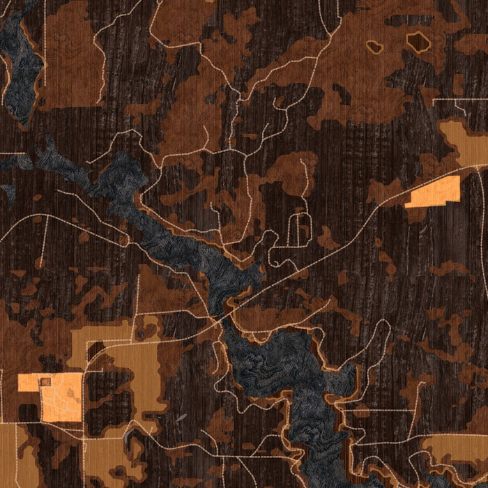 Lake Hawkins Texas Map Print in Ember Style Zoomed In Close Up Showing Details