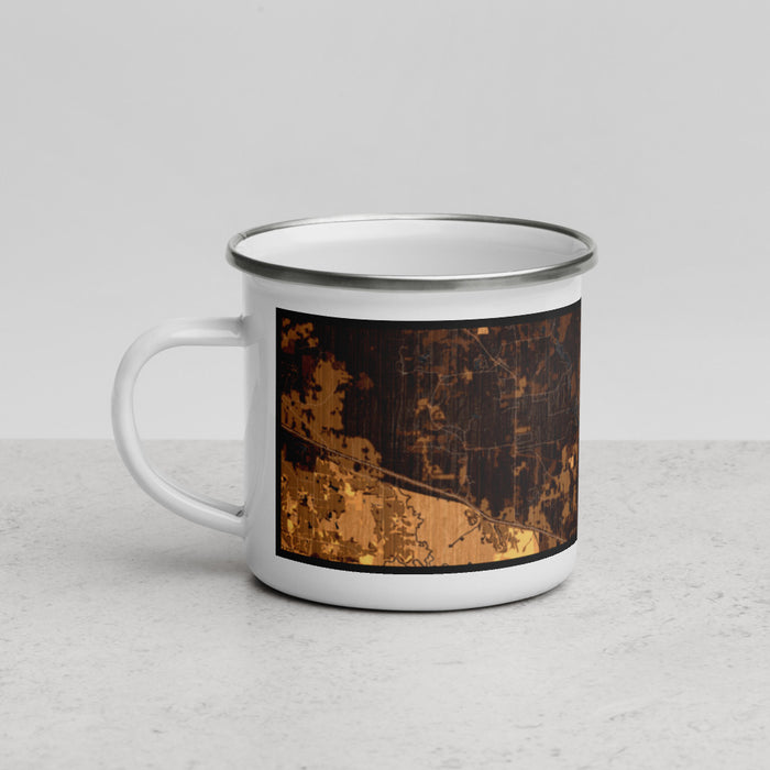 Left View Custom Lake Hawkins Texas Map Enamel Mug in Ember