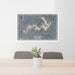 24x36 Lake James North Carolina Map Print Lanscape Orientation in Afternoon Style Behind 2 Chairs Table and Potted Plant