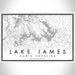 Lake James North Carolina Map Print Landscape Orientation in Classic Style With Shaded Background