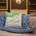 Custom Lake James North Carolina Map Throw Pillow in Watercolor on Cream Colored Couch