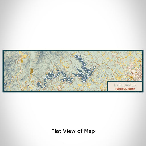 Flat View of Map Custom Lake James North Carolina Map Enamel Mug in Woodblock