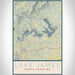 Lake James North Carolina Map Print Portrait Orientation in Woodblock Style With Shaded Background