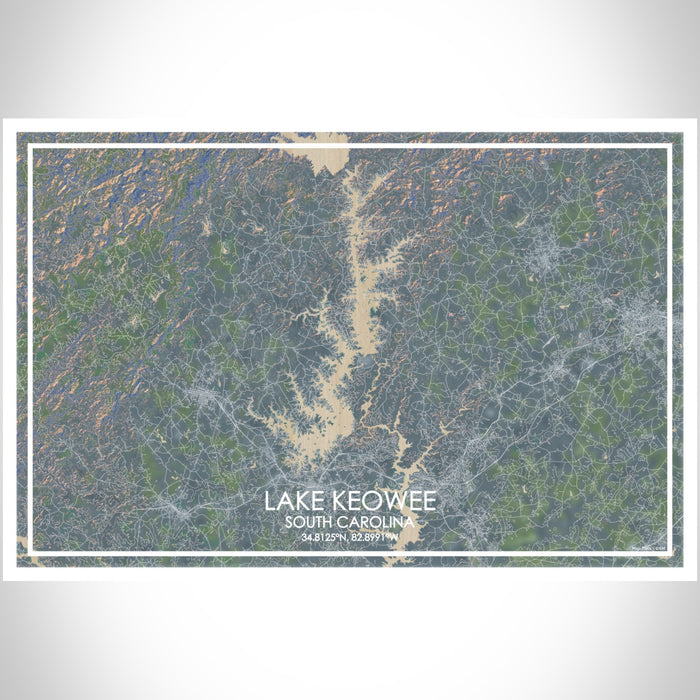 Keywee Map Lake Keowee - South Carolina Map Print in Afternoon — JACE Maps
