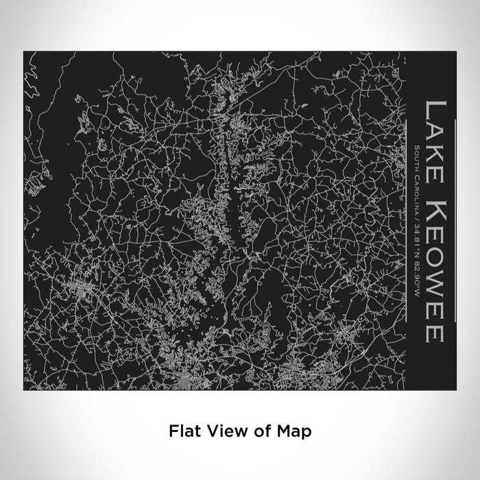 Rendered View of Lake Keowee South Carolina Map Engraving on 20oz Stainless Steel Insulated Bottle with Bamboo Top in Black