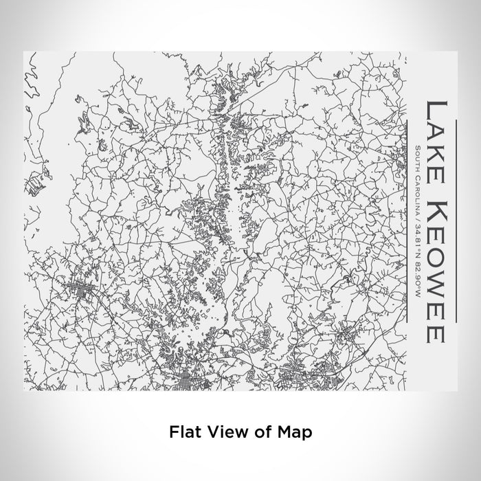Rendered View of Lake Keowee South Carolina Map Engraving on 20oz Stainless Steel Insulated Bottle with Bamboo Top in White