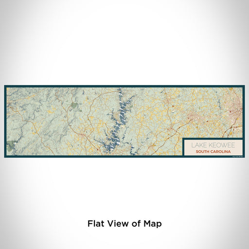 Flat View of Map Custom Lake Keowee South Carolina Map Enamel Mug in Woodblock