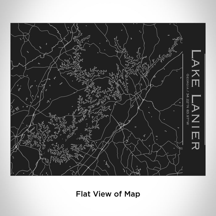 Rendered View of Lake Lanier Georgia Map Engraving on 20oz Stainless Steel Insulated Bottle with Bamboo Top in Black