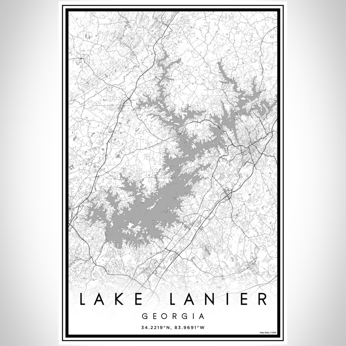 Lake Lanier - Georgia Map Print in Classic — JACE Maps