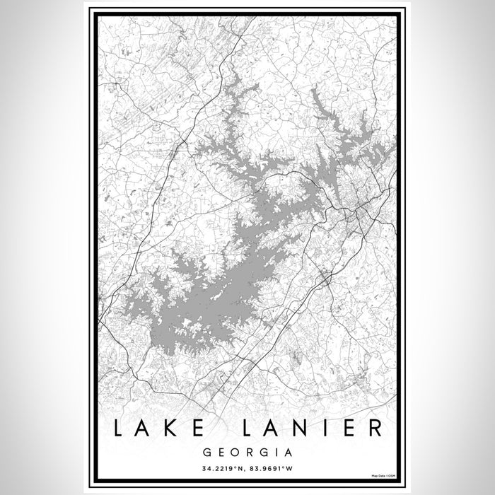 Lake Lanier Georgia Map Print Portrait Orientation in Classic Style With Shaded Background