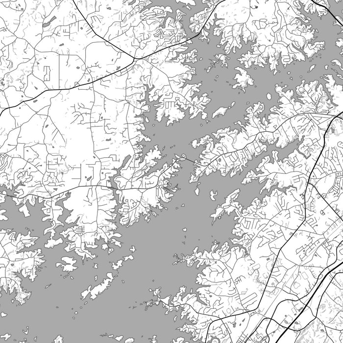 Lake Lanier Georgia Map Print in Classic Style Zoomed In Close Up Showing Details