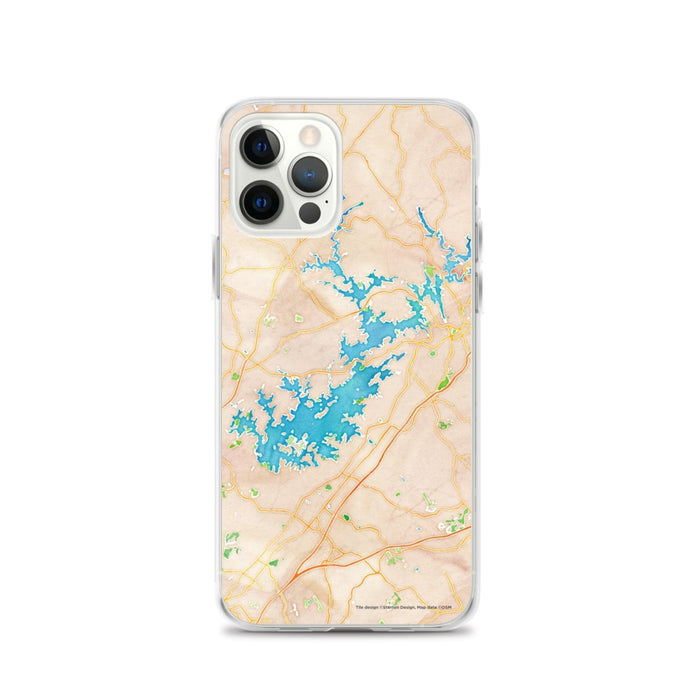 Custom Lake Lanier Georgia Map iPhone 12 Pro Phone Case in Watercolor