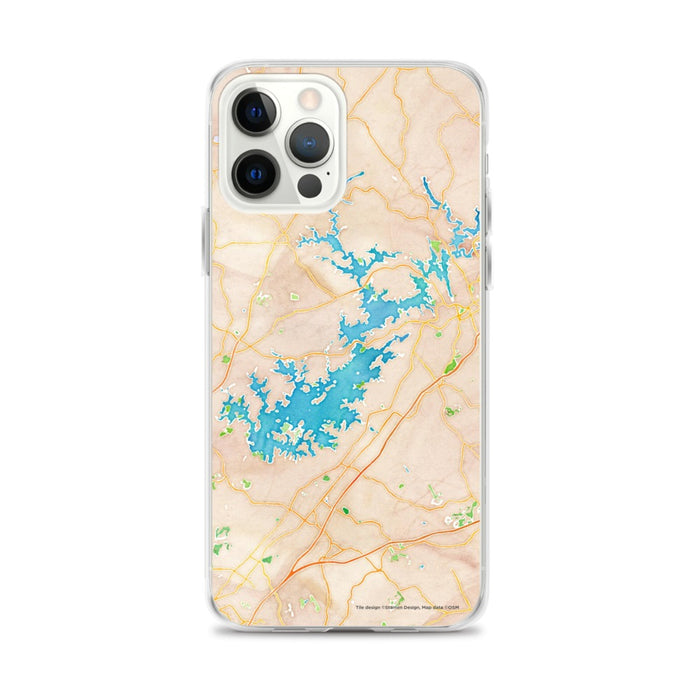Custom Lake Lanier Georgia Map iPhone 12 Pro Max Phone Case in Watercolor