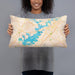 Person holding 20x12 Custom Lake Lanier Georgia Map Throw Pillow in Watercolor
