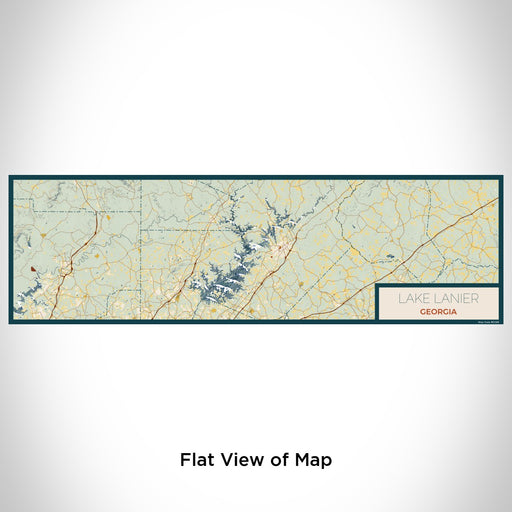 Flat View of Map Custom Lake Lanier Georgia Map Enamel Mug in Woodblock