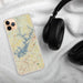 Custom Lake Lanier Georgia Map Phone Case in Woodblock on Table with Black Headphones