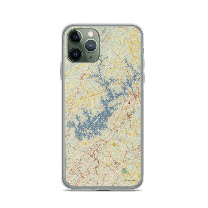 Custom Lake Lanier Georgia Map Phone Case in Woodblock