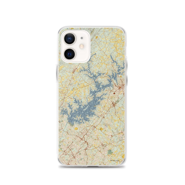 Custom Lake Lanier Georgia Map iPhone 12 Phone Case in Woodblock