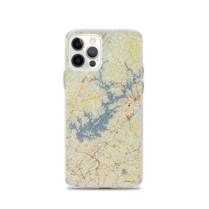 Custom Lake Lanier Georgia Map iPhone 12 Pro Phone Case in Woodblock