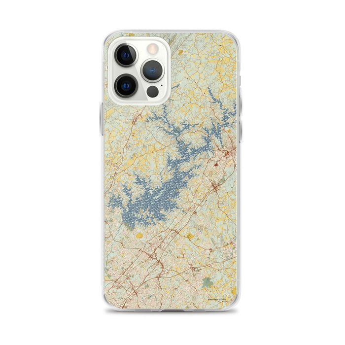 Custom Lake Lanier Georgia Map iPhone 12 Pro Max Phone Case in Woodblock