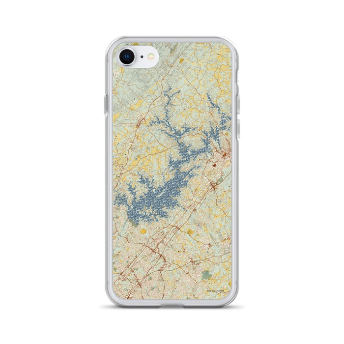Custom Lake Lanier Georgia Map iPhone SE Phone Case in Woodblock