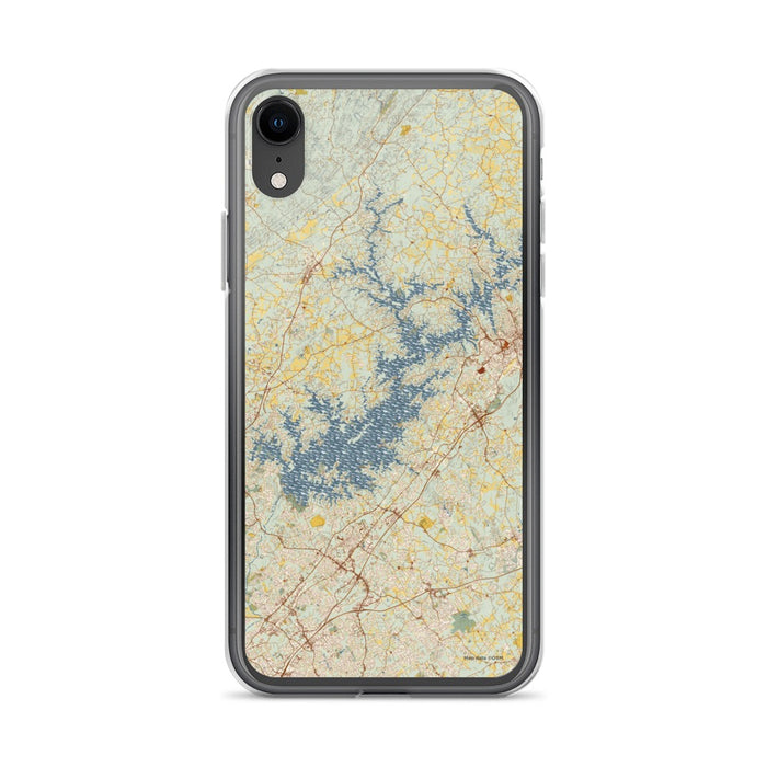 Custom Lake Lanier Georgia Map Phone Case in Woodblock