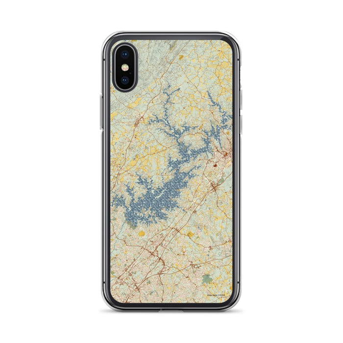 Custom Lake Lanier Georgia Map Phone Case in Woodblock