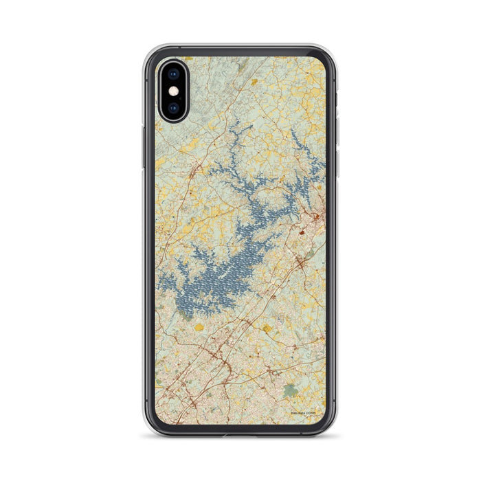 Custom Lake Lanier Georgia Map Phone Case in Woodblock