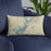 Custom Lake Lanier Georgia Map Throw Pillow in Woodblock on Blue Colored Chair