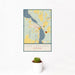 12x18 Lake Leelanau Michigan Map Print Portrait Orientation in Woodblock Style With Small Cactus Plant in White Planter