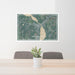 24x36 Lake Leelanau Michigan Map Print Lanscape Orientation in Afternoon Style Behind 2 Chairs Table and Potted Plant