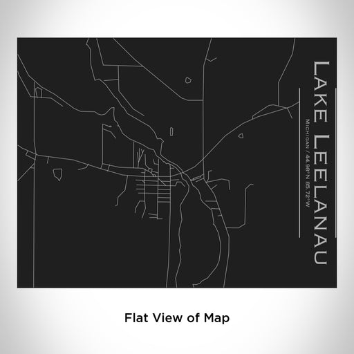 Rendered View of Lake Leelanau Michigan Map Engraving on 20oz Stainless Steel Insulated Bottle with Bamboo Top in Black