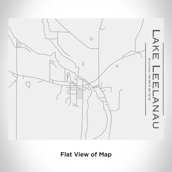 Rendered View of Lake Leelanau Michigan Map Engraving on 20oz Stainless Steel Insulated Bottle with Bamboo Top in White