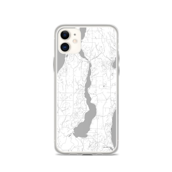Custom iPhone 11 Lake Leelanau Michigan Map Phone Case in Classic