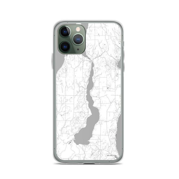 Custom iPhone 11 Pro Lake Leelanau Michigan Map Phone Case in Classic