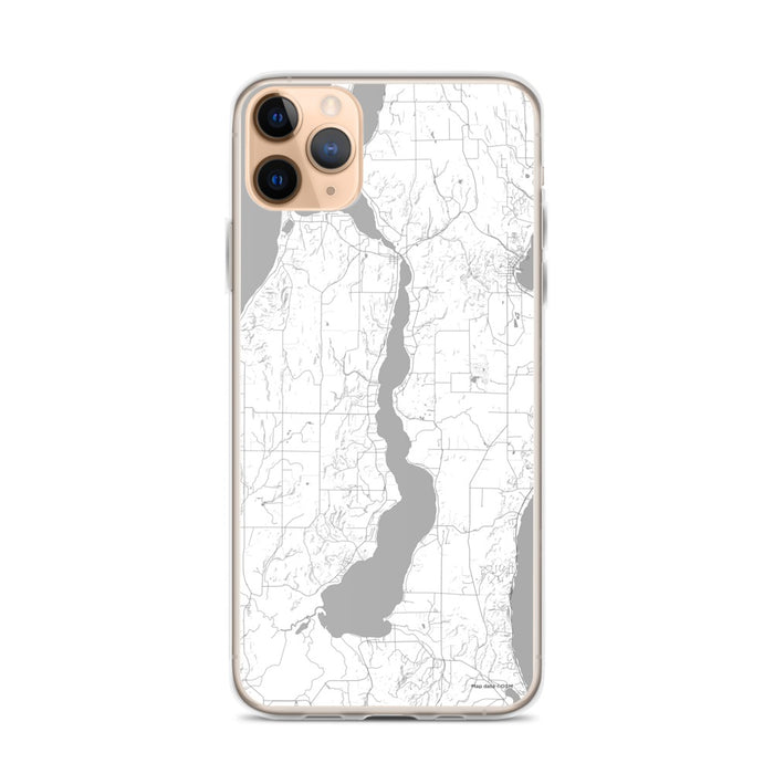 Custom iPhone 11 Pro Max Lake Leelanau Michigan Map Phone Case in Classic