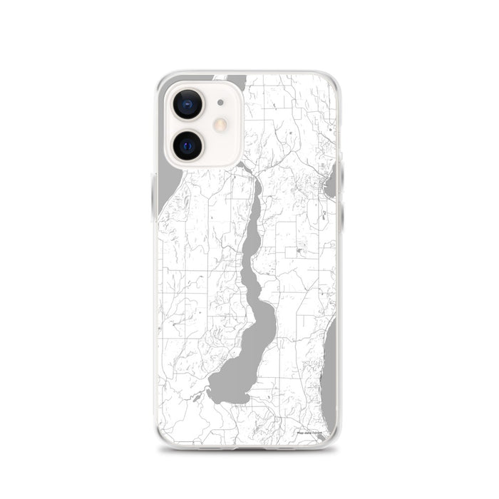 Custom iPhone 12 Lake Leelanau Michigan Map Phone Case in Classic