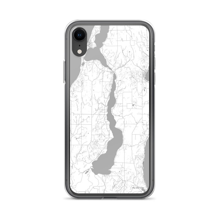 Custom iPhone XR Lake Leelanau Michigan Map Phone Case in Classic