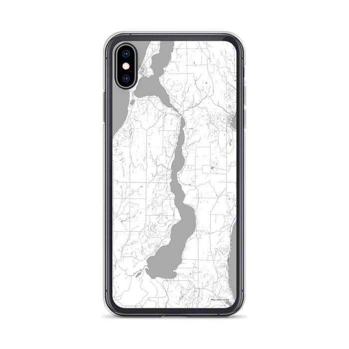 Custom iPhone XS Max Lake Leelanau Michigan Map Phone Case in Classic