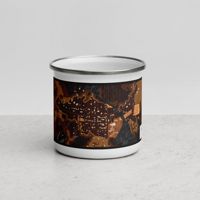 Front View Custom Lake Leelanau Michigan Map Enamel Mug in Ember