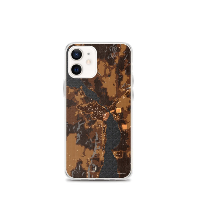 Custom iPhone 12 mini Lake Leelanau Michigan Map Phone Case in Ember