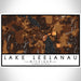 Lake Leelanau Michigan Map Print Landscape Orientation in Ember Style With Shaded Background