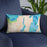Custom Lake Leelanau Michigan Map Throw Pillow in Watercolor on Blue Colored Chair