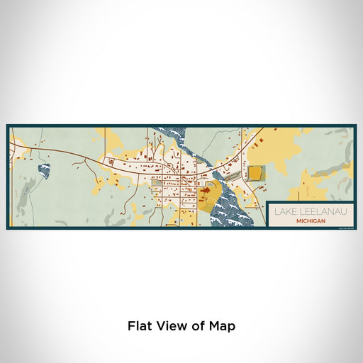 Flat View of Map Custom Lake Leelanau Michigan Map Enamel Mug in Woodblock